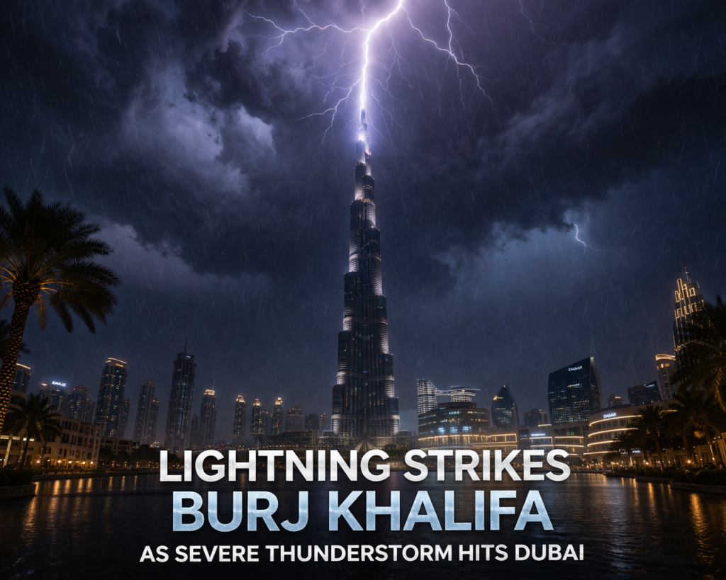 Unbelievable Lightning Strike on Burj Khalifa Caught on Camera
